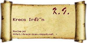 Krecs Irén névjegykártya
